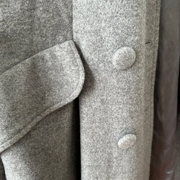 🧥 Elegant Vintage Gray Wool Swing Coat / Cloak | Shawl Collar |  Size L - Picture 8 of 11